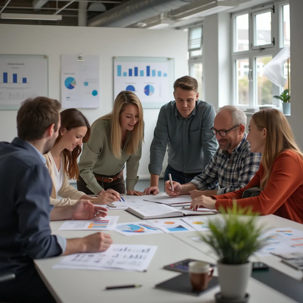 Team collaborating in a modern UK office