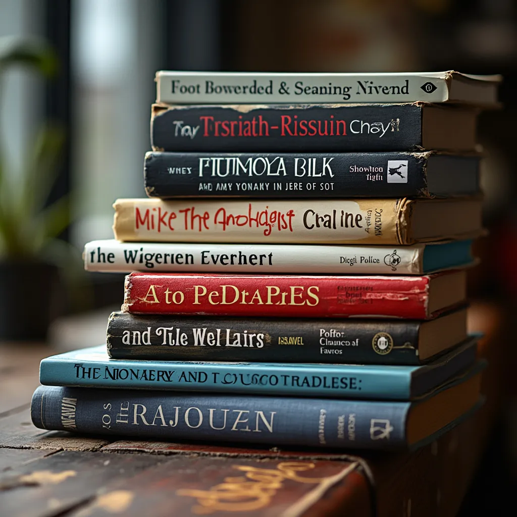 Close-up of curated business books